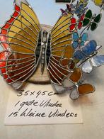 Vlinders vlucht glas in lood., Antiek en Kunst, Ophalen of Verzenden
