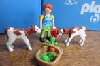 boerderij boerin met 2 roodbonte kalfjes emmer groente, Ophalen of Verzenden, Zo goed als nieuw, Complete set