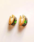 Oorbellen Golden Emaille Flower creool emaille goud, Sieraden, Tassen en Uiterlijk, Oorbellen, Ophalen, Hangers, Nieuw, Groen
