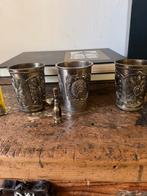 3 joodse Kiddush bekers bronzen joods beeldje 2 joods boeken, Antiek en Kunst, Ophalen of Verzenden