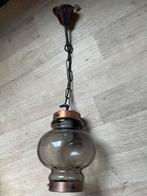 Vintage Hanglamp met Glas en Metalen Details, Huis en Inrichting, Lampen | Hanglampen, Ophalen, Gebruikt, Glas, Minder dan 50 cm