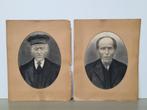 2 antieke crayon portretten van karakteristieke oude mannen, Ophalen of Verzenden