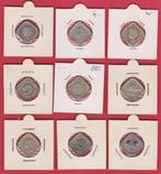 9 stuks vierkante naslag munten/penningen van 5 cent, Ophalen of Verzenden