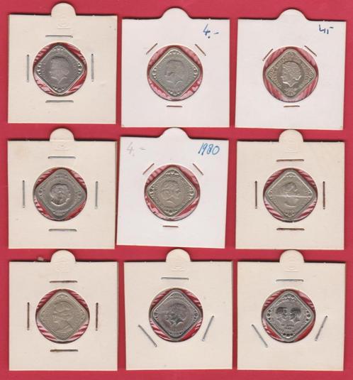 9 stuks vierkante naslag munten/penningen van 5 cent, Postzegels en Munten, Munten | Nederland, Ophalen of Verzenden