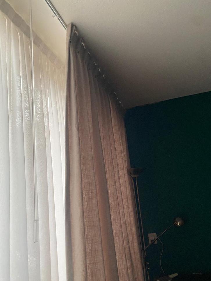 Overgordijnen, Huis en Inrichting, Stoffering | Gordijnen en Lamellen, Zo goed als nieuw, 200 cm of meer, 200 cm of meer, Crème