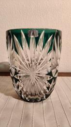 Val Saint Lambert Kristallen Vaas Groen Geslepen, Antiek en Kunst, Ophalen of Verzenden