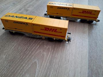 Rocky Rail HO 4-assige containerwagons DHL/DANZAS  beschikbaar voor biedingen