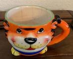 Oranje leeuwen-mok, tijger-mok, beker leeuw tijger, Huis en Inrichting, Keuken | Servies, Ophalen of Verzenden, Zo goed als nieuw
