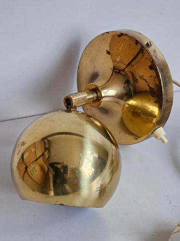 Vintage messing "Eye Ball" Guzzini wandlamp 1970 beschikbaar voor biedingen