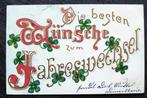 Reliefkaart Nieuwjaar met versierde Duitse letters, 1905, Verzamelen, Ansichtkaarten | Themakaarten, Gelopen, Feest(dag), Voor 1920