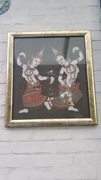 Vintage ingelijste batik-techniek afbeelding, Ophalen of Verzenden