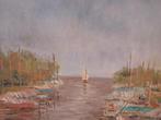 Schilderij Haven met Bootjes - M. Cordiviola, Antiek en Kunst, Ophalen of Verzenden