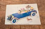 Blauwe oldtimer met kinderen en hondje, Verzenden, 1940 tot 1960, Gelopen, Kinderen