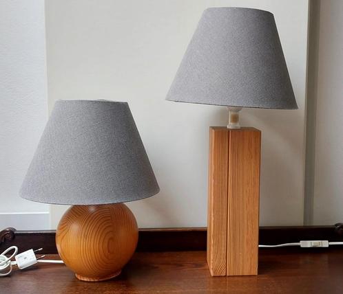 Set 2 houten hout Vintage ikea Design Pine lamp lampen, Huis en Inrichting, Lampen | Tafellampen, Zo goed als nieuw, Minder dan 50 cm
