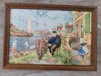 Vintage Tegel Tableau - Hollands Tafereel van JC Hunnik, Ophalen of Verzenden
