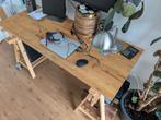 Bureau, hardhout met schragen, in hoogte verstelbaar, Ophalen, In hoogte verstelbaar, Gebruikt