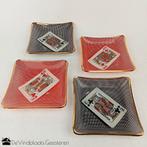 Glazen asbakjes set 4 heren - bridge - klaverjassen, Ophalen of Verzenden