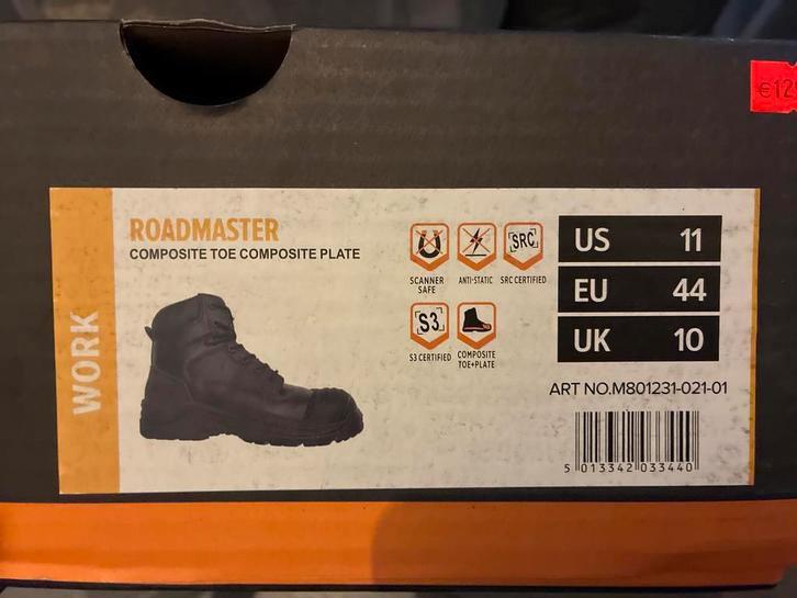 Roadmaster Werklaarzen Maat 44 -  lichtelijk gebruikt!, Kleding | Heren, Schoenen, Zo goed als nieuw, Werkschoenen, Zwart, Ophalen of Verzenden