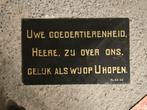 Glazen bord met Bijbeltekst uit Kerk, Ophalen of Verzenden