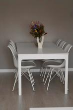 6 Witte eetkamerstoelen, Huis en Inrichting, Tafels | Eettafels, Ophalen of Verzenden, Zo goed als nieuw, Rechthoekig, 50 tot 100 cm