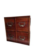 Vintage ladekast met 4 lades – bibliotheek / apothekersstijl, Ophalen, ., 50 tot 100 cm, 3 of 4 laden