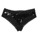 Zwart lak leren dames slipje broekje lingerie kant wetlook, Verzenden, Zwart, Slip