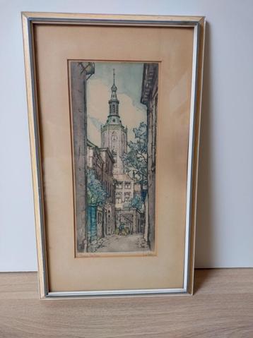Aquarel Steegje Den Haag  beschikbaar voor biedingen