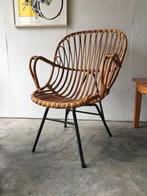 Vintage stoel rotan rattan Noordwolde design retro, Huis en Inrichting, Fauteuils, Ophalen, Gebruikt, 75 tot 100 cm, 50 tot 75 cm