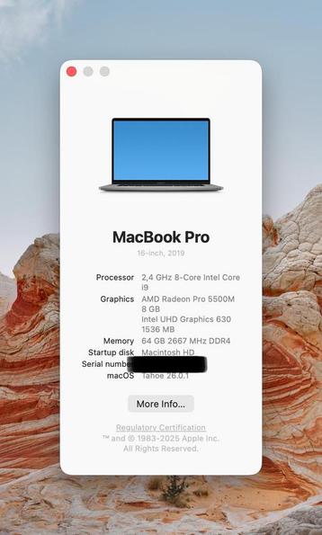 MacBook Pro 16”, 2019/ 64 RAM/ 4T SSD beschikbaar voor biedingen