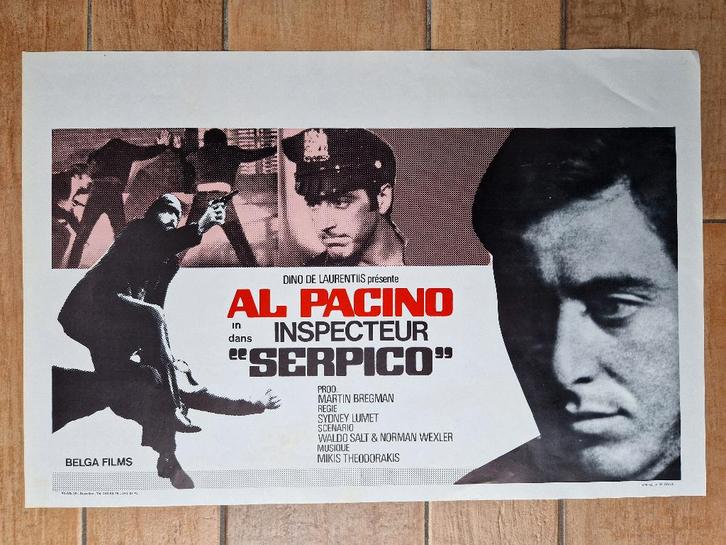 filmaffiche Al Pacino Serpico 1973 filmposter, Verzamelen, Posters, Zo goed als nieuw, Film en Tv, A1 t/m A3, Rechthoekig Liggend
