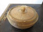 mooie antieke pot met deksel uit hout gesneden 14/8 cm, Antiek en Kunst, Ophalen of Verzenden