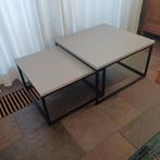 Salontafel set, beige/ zwart, Ophalen, 50 tot 100 cm, Rond, 50 tot 100 cm