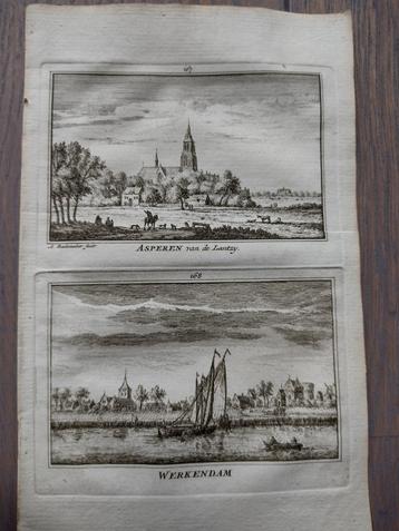 167/168/ Werkendam en Asperen Kopergravure 18e Eeuw beschikbaar voor biedingen