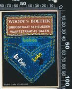 Sticker: Woodys Boetiek - Heusden - Balen, Ophalen of Verzenden, Zo goed als nieuw, Bedrijf of Vereniging
