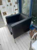 Zwarte leren stoel Ikea, Huis en Inrichting, Fauteuils, Ophalen, Gebruikt, Minder dan 75 cm, Leer