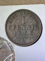 Duitse Staten, Schaumburg-Lippe, 1 pfennig 1858 A, Verzenden, Duitsland, Losse munt