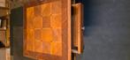 Vintage salontafel + bijzettafel met parquetblad – los of al, Ophalen