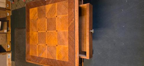 Vintage salontafel + bijzettafel met parquetblad – los of al, Antiek en Kunst, Antiek | Meubels | Tafels, Ophalen