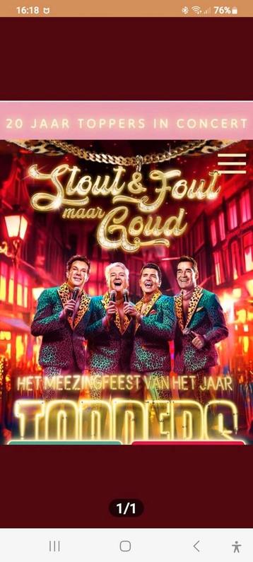 2 kaarten De Toppers op zondag 1 juni beschikbaar voor biedingen