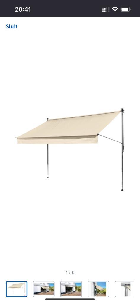 Klemluifel 300 x 150 cm beige nieuw, Tuin en Terras, Zonneschermen, Nieuw, Knikarmscherm, 150 tot 300 cm, 250 cm tot 450 cm, Ophalen of Verzenden