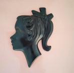 Vintage Meisjeskopje Wanddecoratie Keramiek, Overige materialen, Gebruikt, Zwart, Ophalen of Verzenden