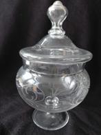 bonbonnière met geëtst glas en deksel antiek, Ophalen