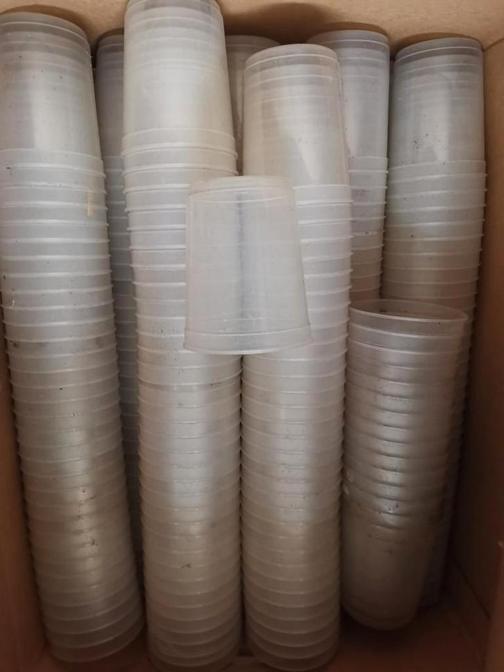 500 Emmer 1 liter doorzichtige bekers - gebruikt, Huis en Inrichting, Emmers, Gebruikt, Ophalen