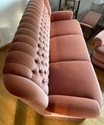Roze vintage bankstel bank fauteuil mohair velours, Antiek en Kunst, Ophalen