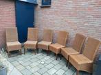 6 Riet Stoelen - Gebruikt, Huis en Inrichting, Stoelen, Riet of Rotan, Gebruikt, Bruin, Ophalen of Verzenden