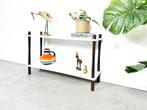 Stokkenkast wandrek hout jaren 50/60/70 vintage, Ophalen, Met plank(en), Gebruikt, Minder dan 150 cm