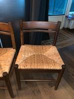 Houten stoelen met rieten zitting - set van 2, Gebruikt, Twee, Bruin, Ophalen of Verzenden