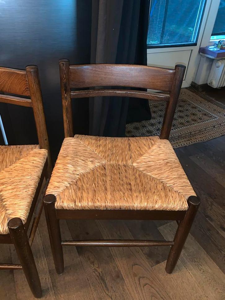 Houten stoelen met rieten zitting - set van 2, Huis en Inrichting, Stoelen, Gebruikt, Twee, Hout, Bruin, Ophalen of Verzenden
