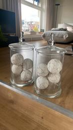 Twee glazen stolpen., Huis en Inrichting, Woonaccessoires | Stolpen, Ophalen, Zo goed als nieuw