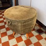 Vintage ribfluwelen / corduroy poef met opbergruimte., Minder dan 50 cm, Gebruikt, Minder dan 50 cm, Ophalen of Verzenden